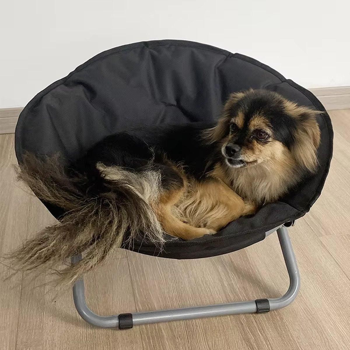 Folding Pet Bed Chair Portable Round Dog Bed Cat Bed Cushion for Pets Indoor Use - Black — image 6