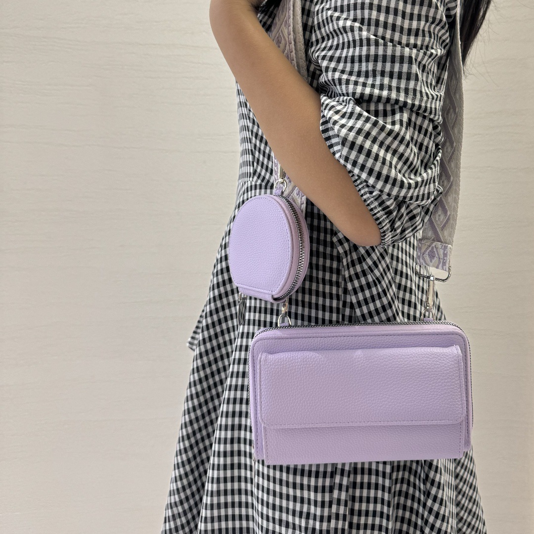 White 2-piece combination new mobile phone shoulder bag niche design one-shoulder messenger bag mobile phone bag multi-function wide shoulder strap β image 2