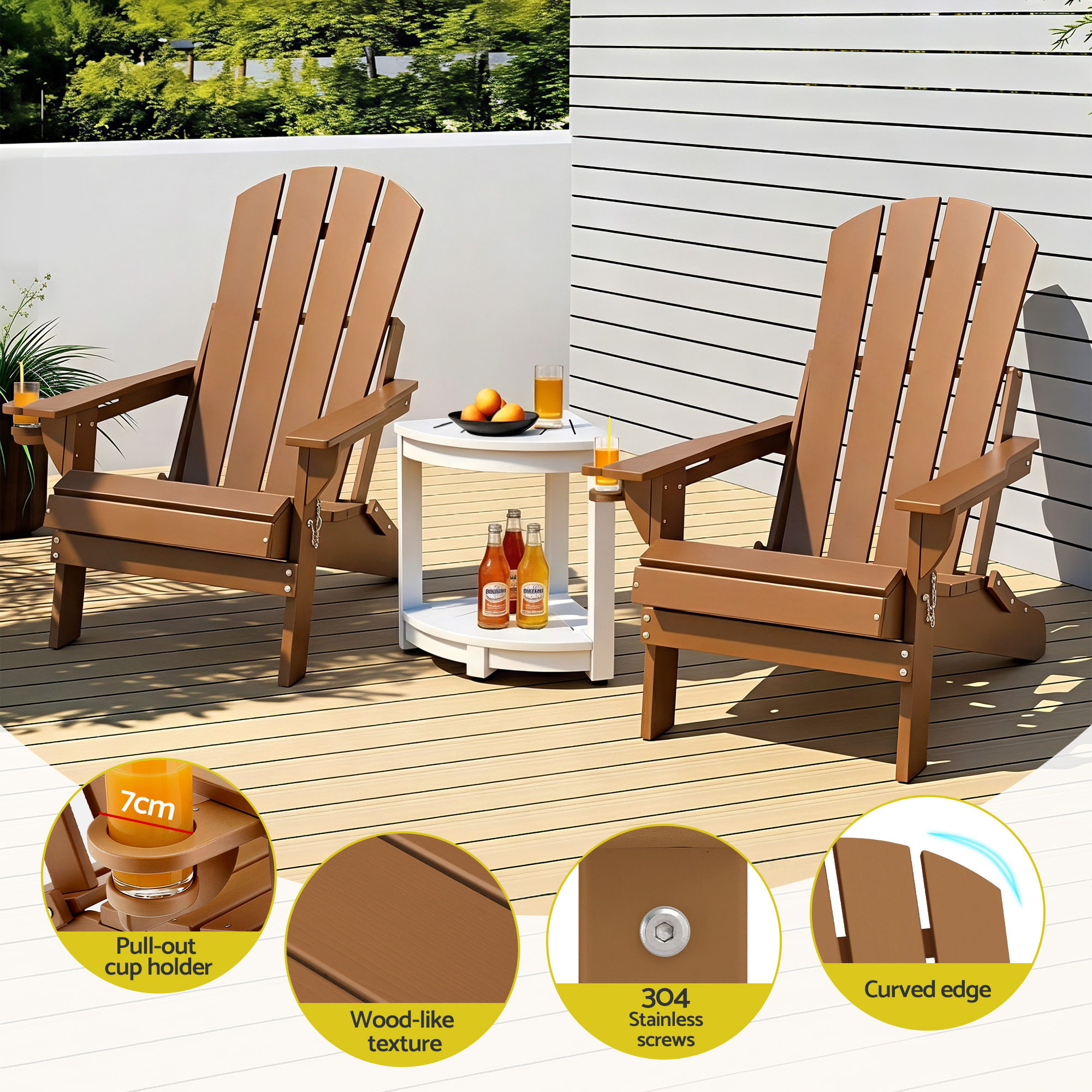 Gardeon Outdoor Table and Chairs HDPE Folding Adirondack Beach Chair Patio Furniture — image 5