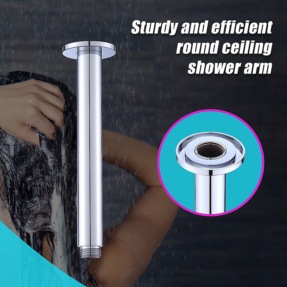Shower Head Arm Wall Connector Round Bathroom Rainforest ShowerHead โ image 4