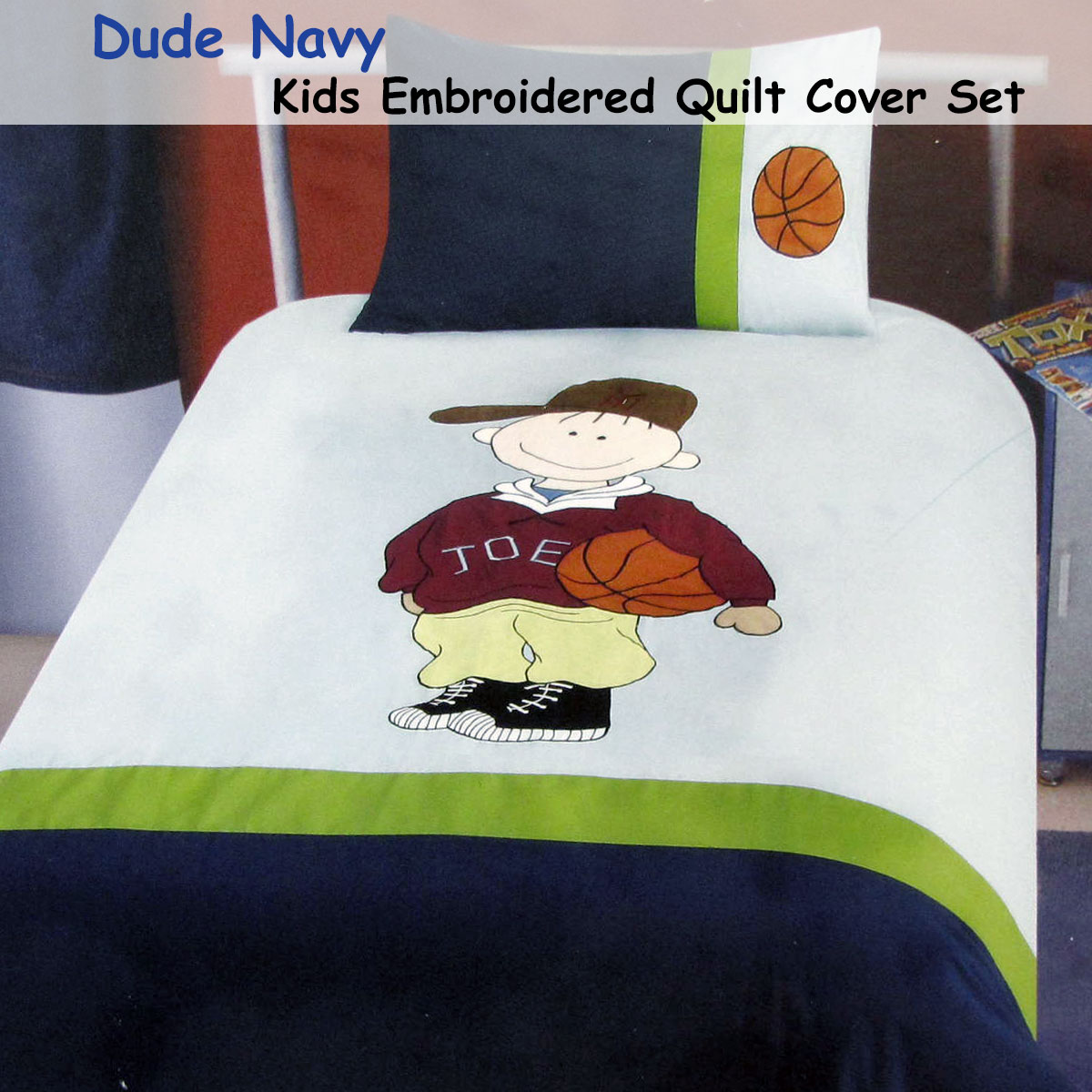 Dude Basketball Embroidered Quilt Cover Set Single — image 2