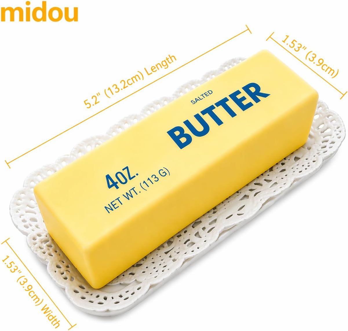 2 PCS Giant Butter Stick Squishy Toy for Office & School – Slow Rising Stress Reliever to Calm Anxiety (Yellow) — image 2