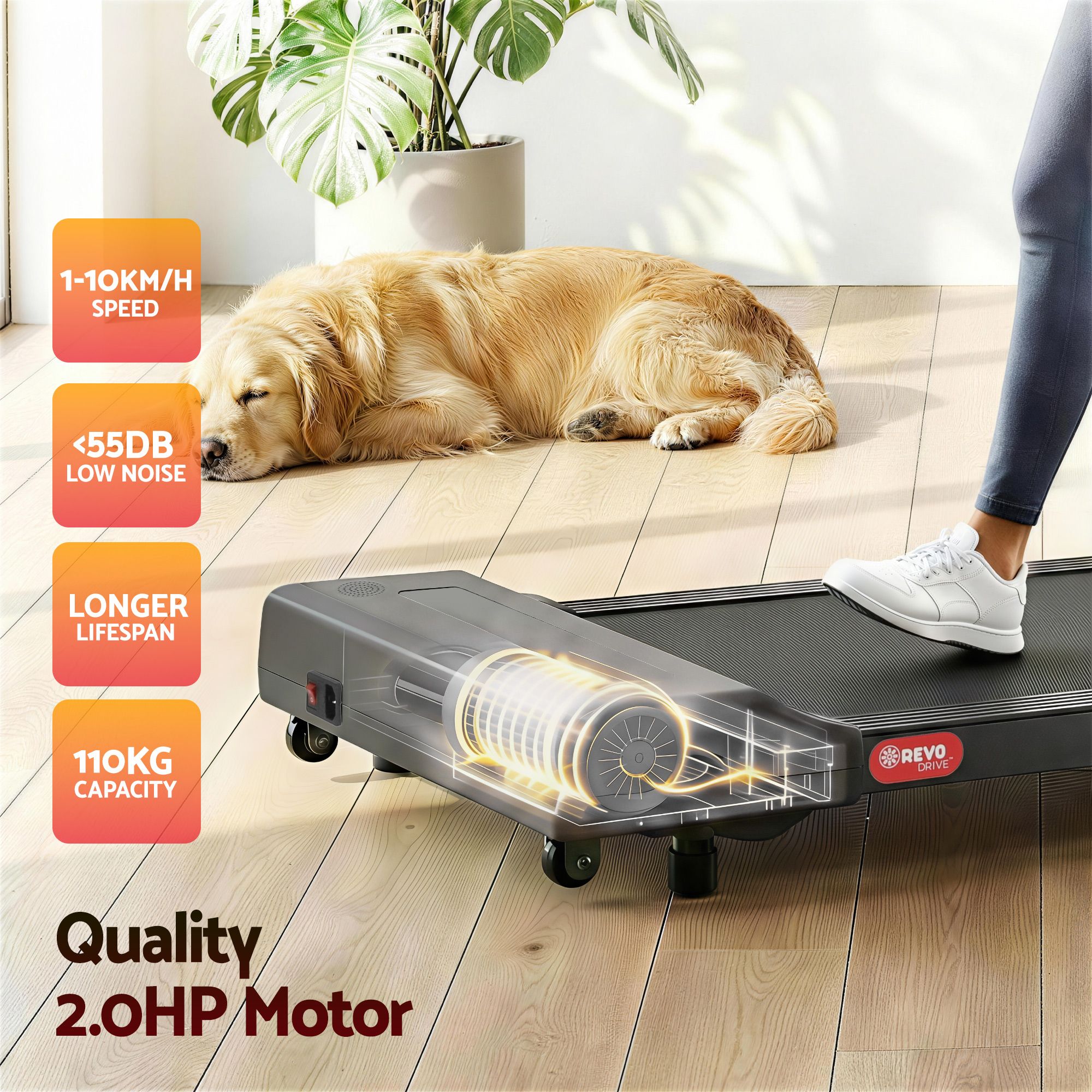 Everfit 2 in 1 Treadmill Electric Walking Pad Under Desk Home Gym Fitness 400mm Grey — image 6