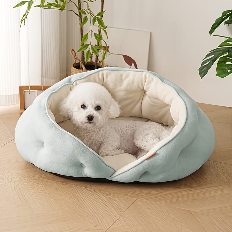 Semi-Enclosed Pet Bed with Plush Comfort and Anti-Slip Base – Ideal for Cats and Small to Medium Dogs Seeking a Cozy, Secure Sleep Spot for All Seasons (L — image 5