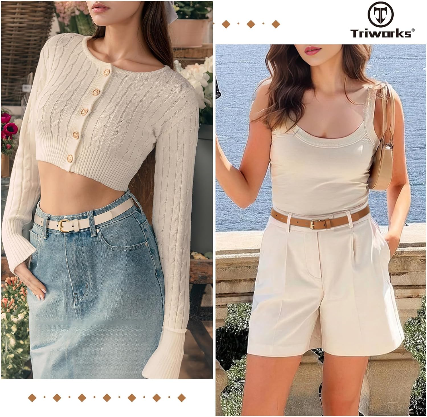 3 Pack Women Skinny Leather Belt for Jeans Pants Dress Ladies Thin Waist Belt with Gold Buckle โ image 2