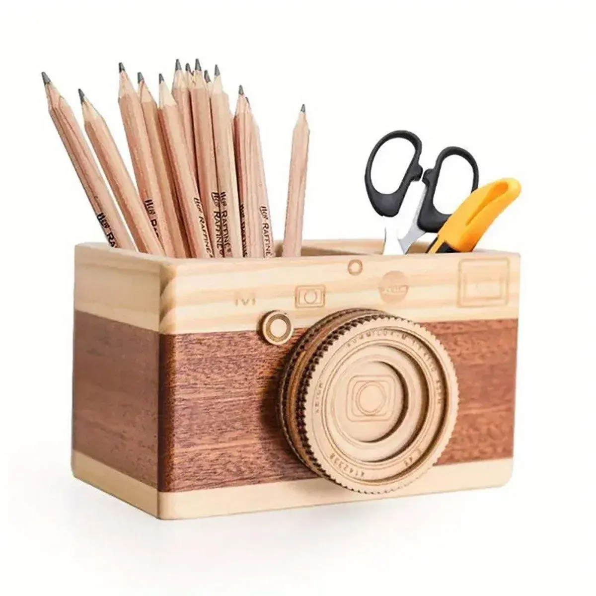 Vintage Wooden Camera Pen Holder Handmade Retro Gift Box Graduation Souvenir — image 2