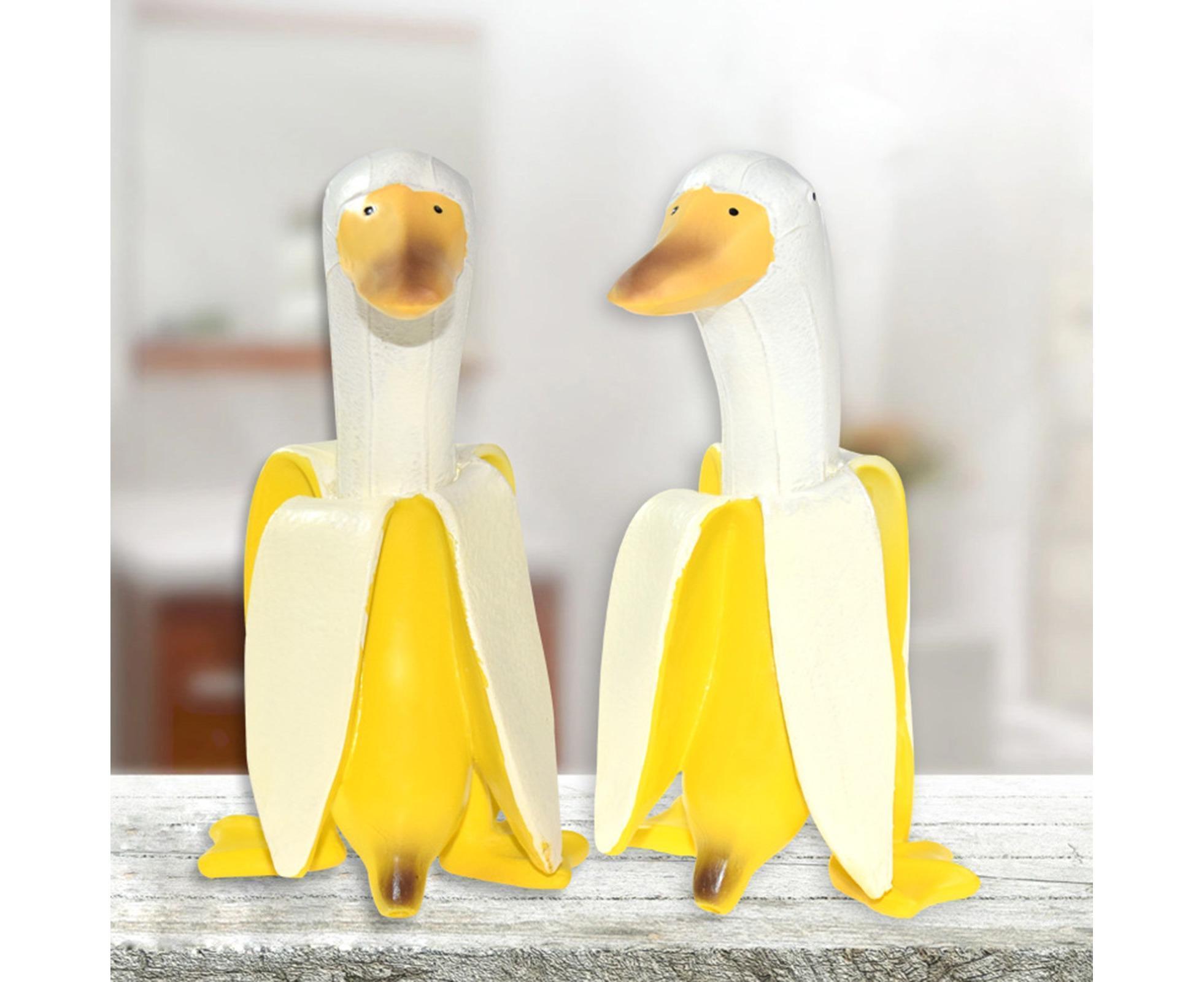 Duck Resin Statue Banana Duck Shape Unique Design Waterproof Duck Gardening Decoration for Outdoor — image 3