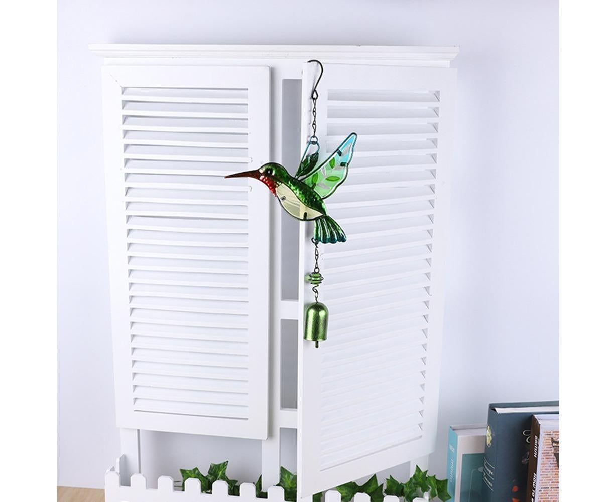 Cute Hummingbird Metal Tubes Wind Chime Bell Home Yard Wall Hanging Ornament-Green Wind Chime Tube — image 6