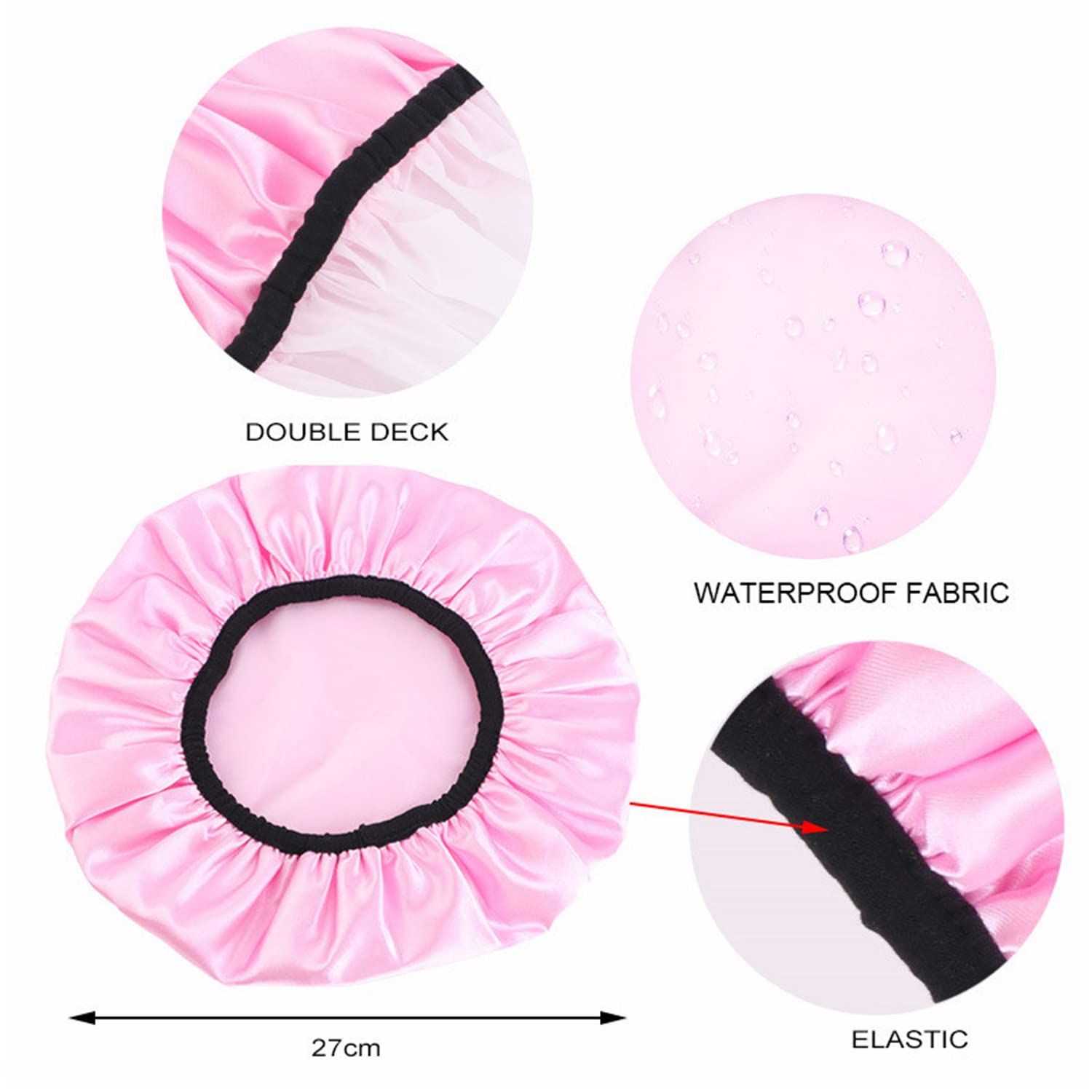 4 Pieces Womens Waterproof Shower Hat Shower Caps Bath Hat Hair Caps for holding natural hair, braids, weaves — image 2
