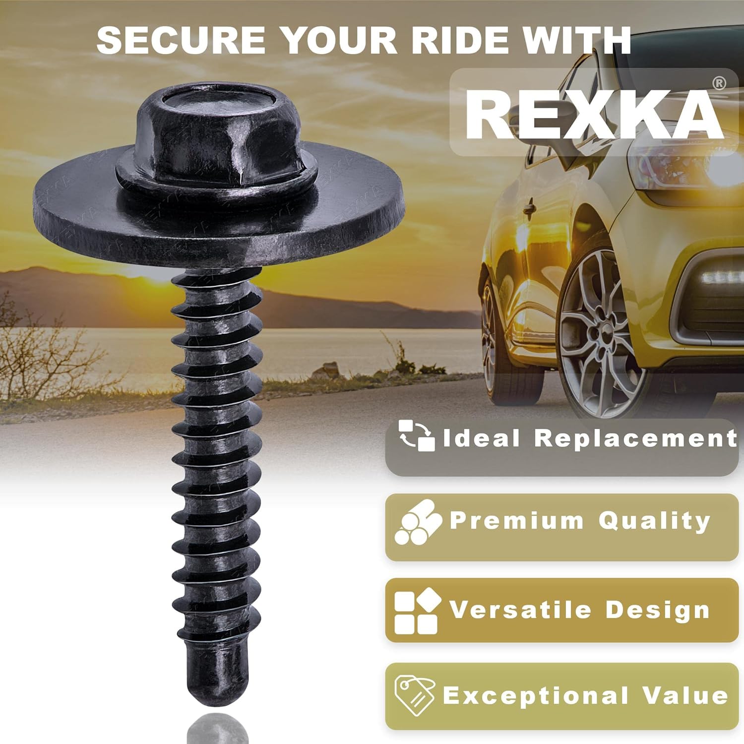 Rexka 10pcs M4.2x1.41x25 Multi-Purpose Bolt for GM Chevy 11547421 -Wheelhouse Liner Bumper Cover Floor Pan Splash Shield Air Deflector Rocker Molding Grille — image 5