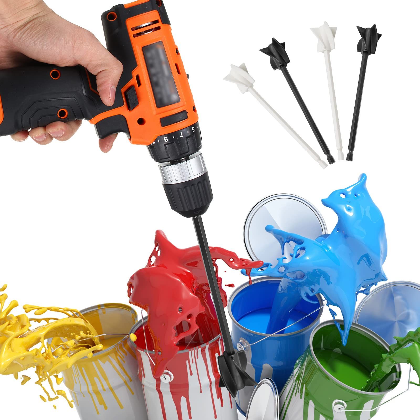 4 Pcs Epoxy Mixer Attachment for Drill to Mix Epoxy Resin Paint Ceramic Glaze and Reduce Bubbles Reusable Paint — image 5