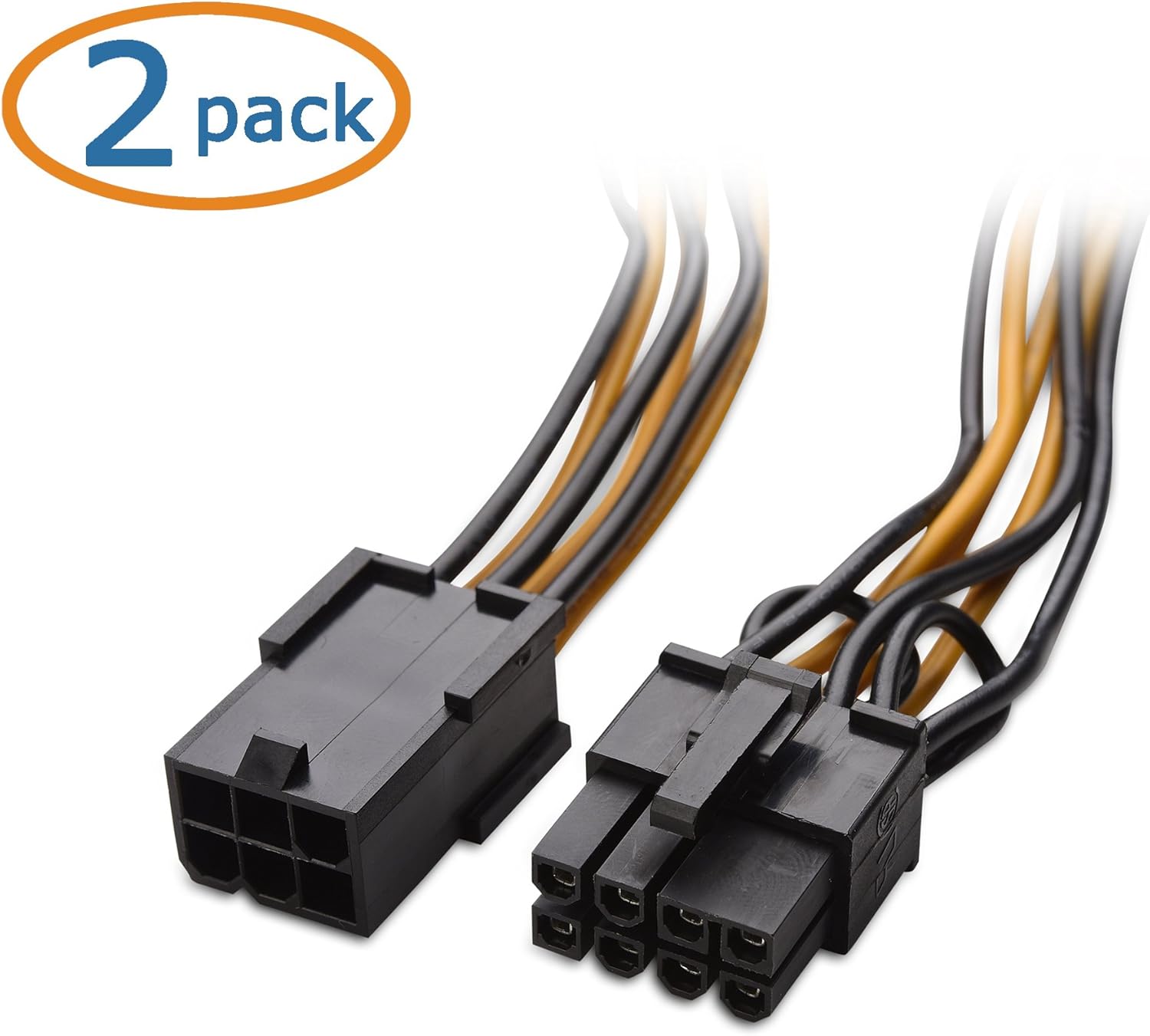 2-Pack 6 Pin to 8 Pin PCIe Adapter Power Cable - 4 Inches โ image 2