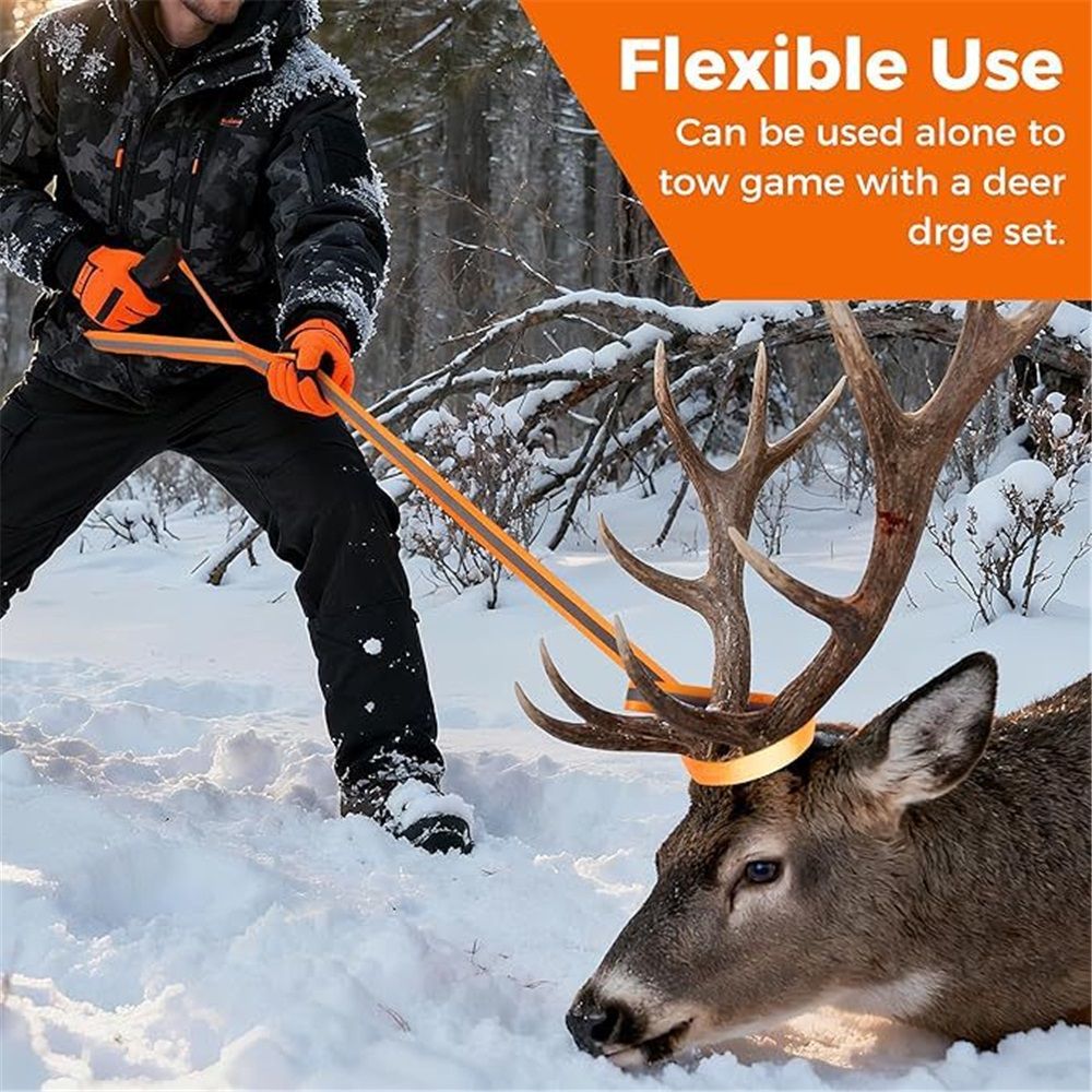 Deer Drag Harness & Rope – Heavy Duty 480lbs Capacity, Reflective Orange Hunting Gear with Comfortable Shoulder Strap, Soft Handle – Essential for Dragging — image 2