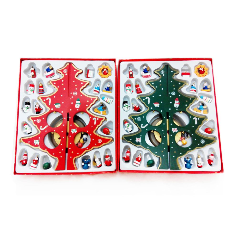 Desktop Christmas Tree Decoration Mini Wooden DIY Christmas Tree Ornaments Children Gift — image 4