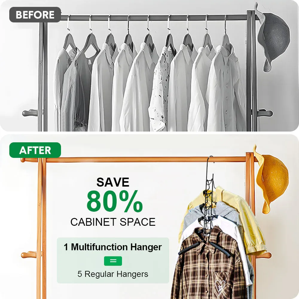 8 Sets Magic Clothes Hangers Detachable 5-in-1 Multilayer Carbon Steel Coat Hanger with Anti-Slip Foam Sleeves Space Saving for Wardrobe Closet Storage โ image 5