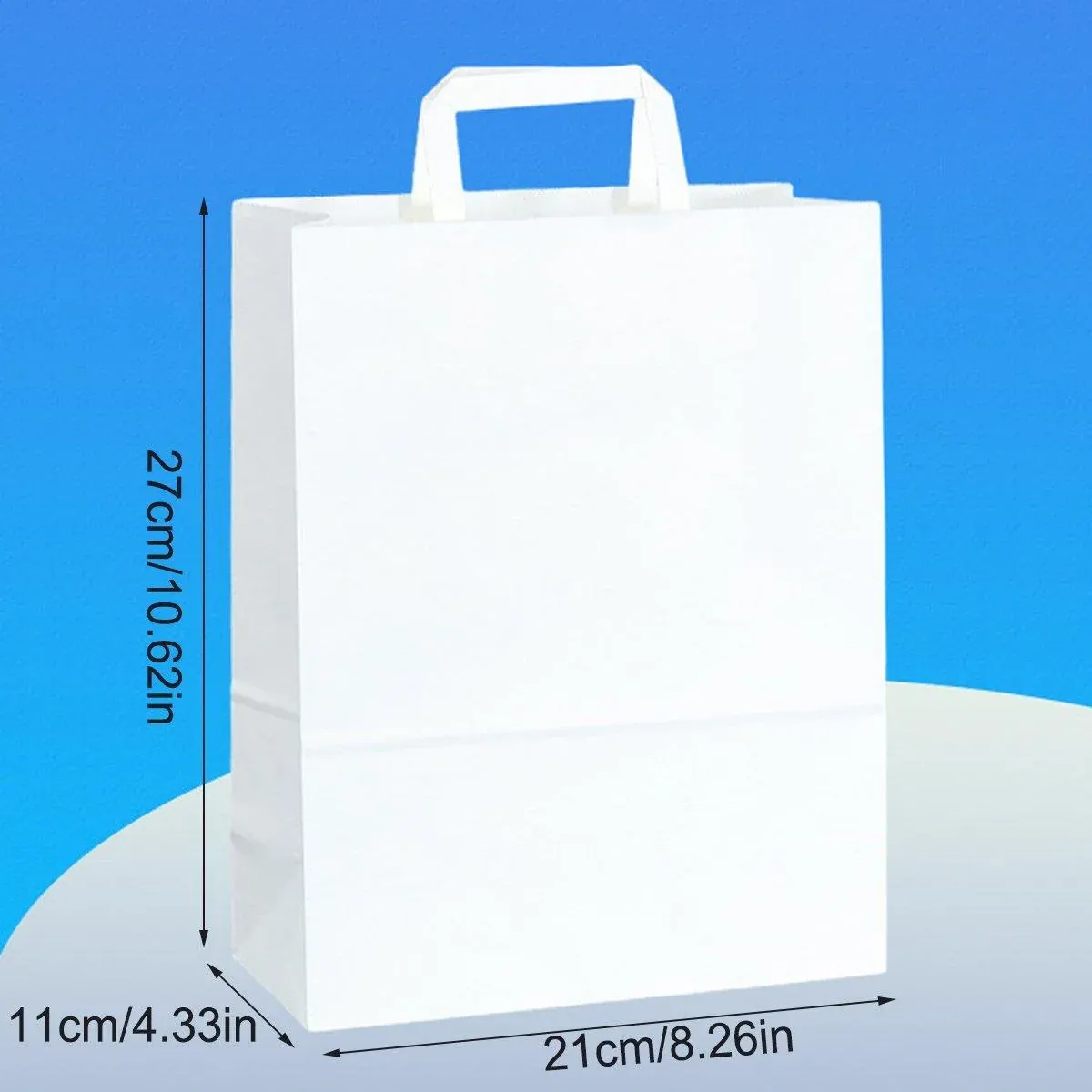 50pcs White Kraft Paper Tote Bags Gift Bags for Packaging Shopping and Storage β image 3