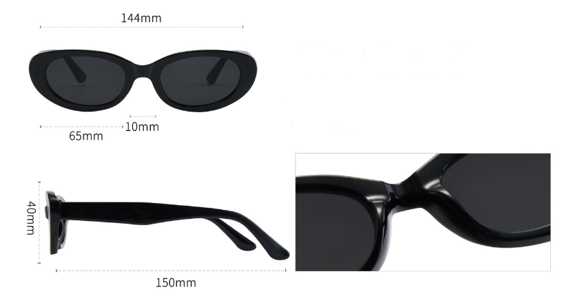2PCS Black Grey Retro Oval Cat-Eye Sunglasses - Chic Influencer-Style Shades — image 2