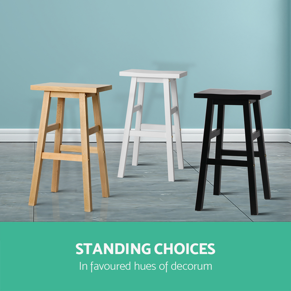 Artiss Bar Stools Kitchen Counter Stools Wooden Chairs Natural x2 โ image 4