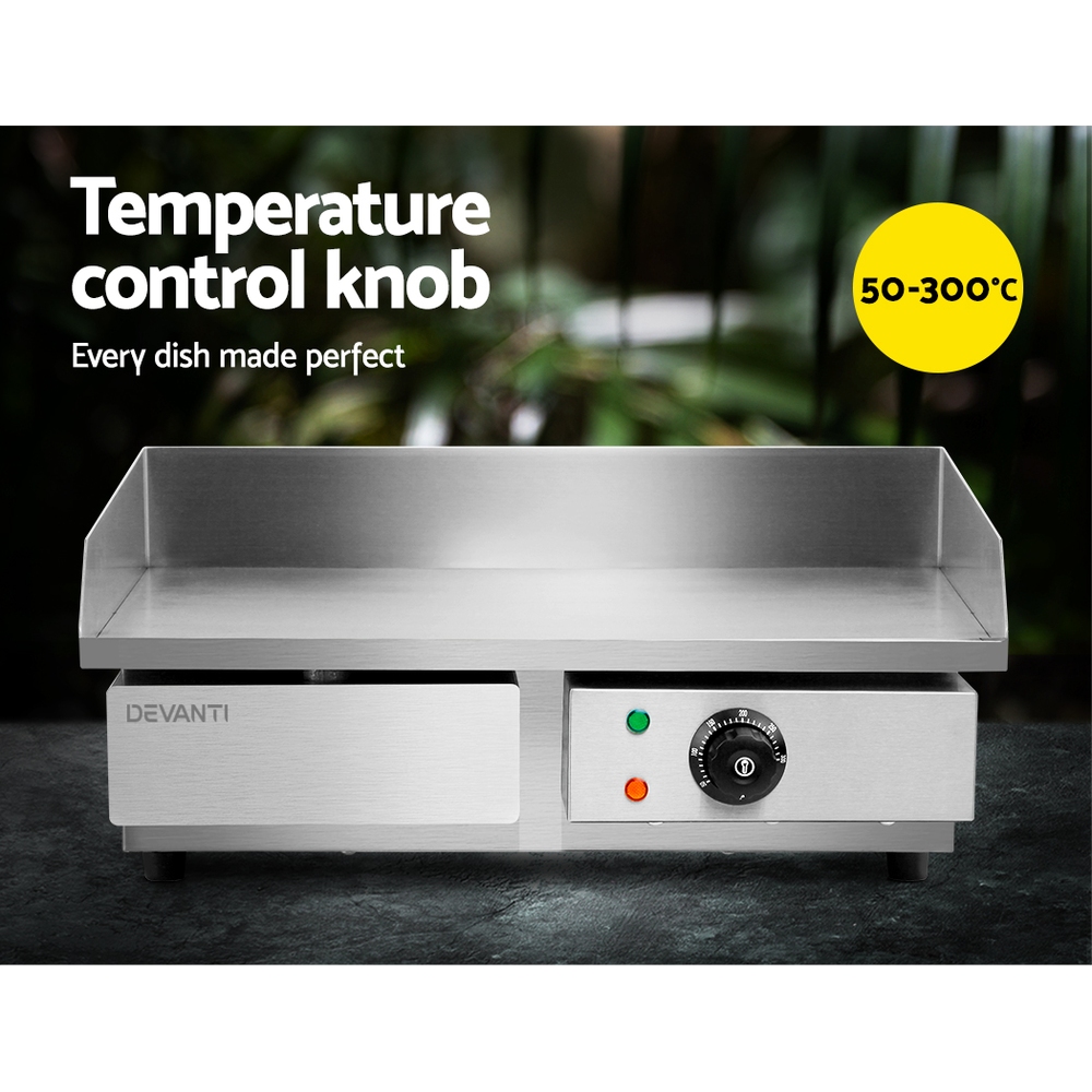 Devanti Commercial Electric Griddle 55cm BBQ Grill Plate 3000W — image 4