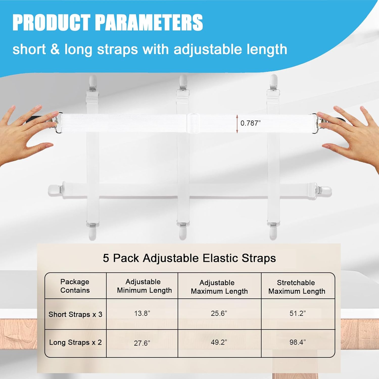 Table Cloth Holder Clips Hidden Strap 5 Pack, Adjustable Elasticity Picnic Tablecloth Clip Indoor Outdoor Large Clamp for Thick Tables Bench Cover Party — image 4