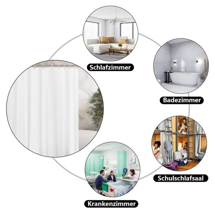 12 Hooks Waterproof Shower Curtain Solid Color Gray, 180 × 180 cm, Mildew Resistant PEVA for Bathroom — image 6