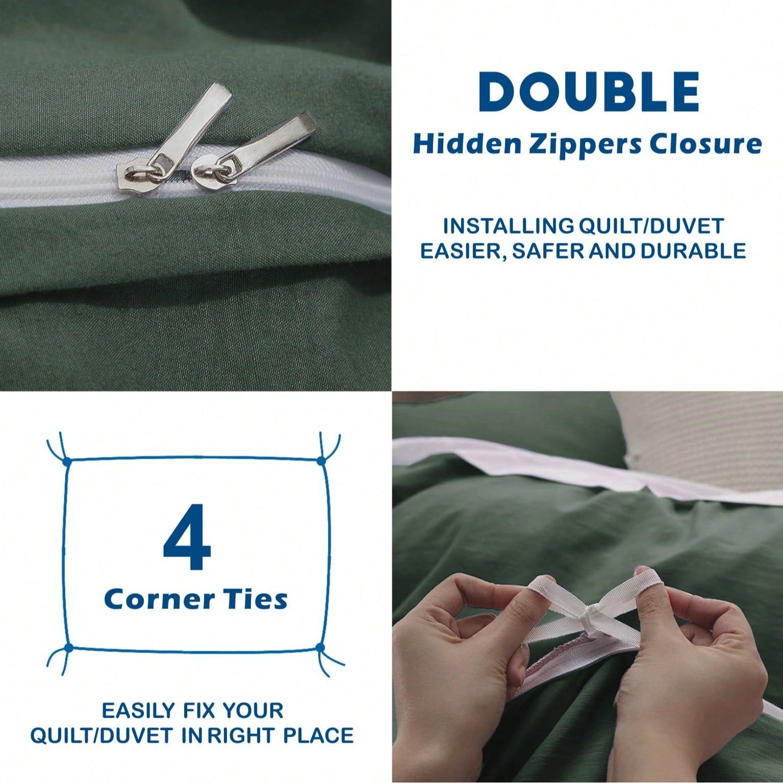 Hotel Soft Microfiber Duvet Cover Set-2000TC Quilt Cover Set & Pillowcases -1 Donna Cover Zipper Closure & 1 x Pillowcases-Breathable Bedding - Wrinkle, Fade — image 4