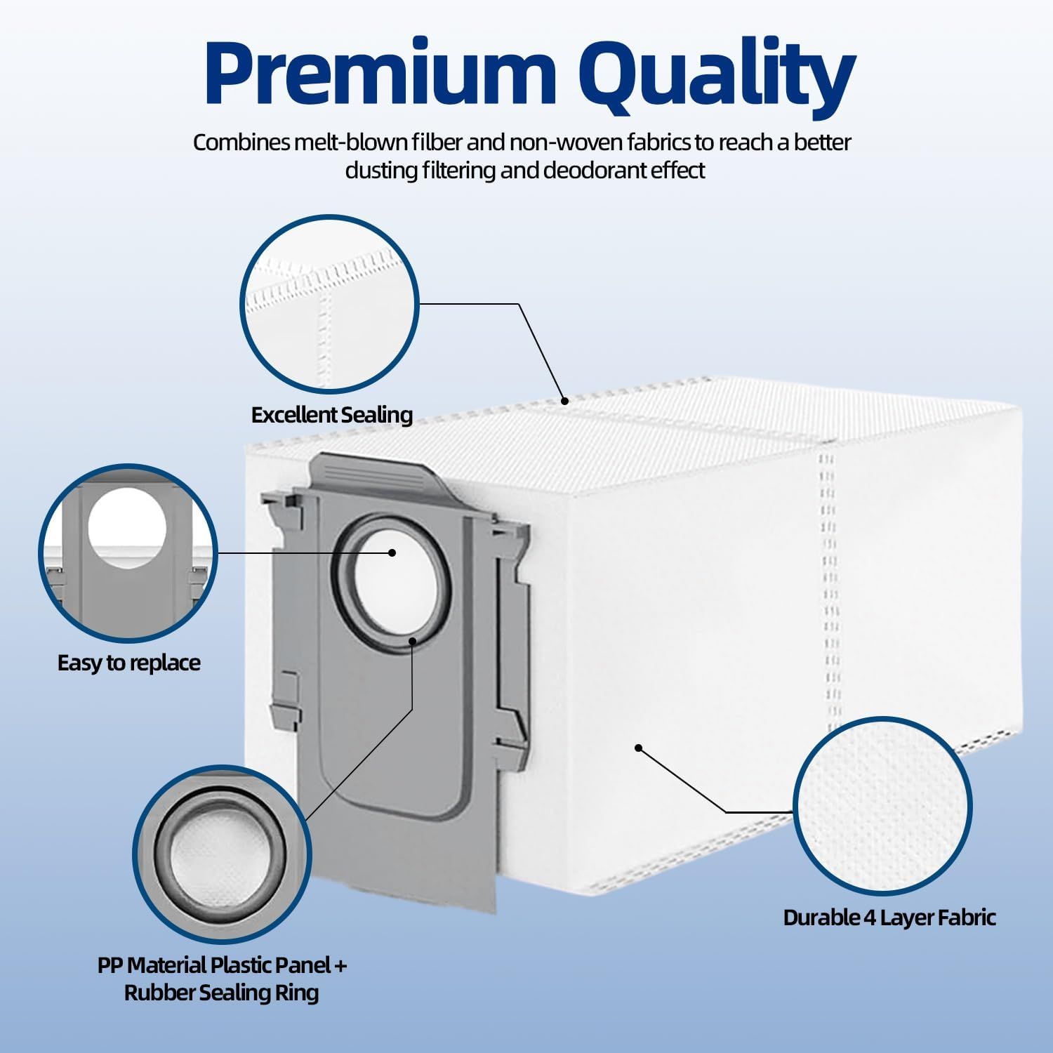 25 Packs Disposable Dust Bags for Roborock QV35A/ Qrevo S5V, Saros 10R/10/Z70, S8 MaxV/Max Ultra, Qrevo MaxV/Pro/Curv/CurvX/Edge/Slim/Edge — image 5