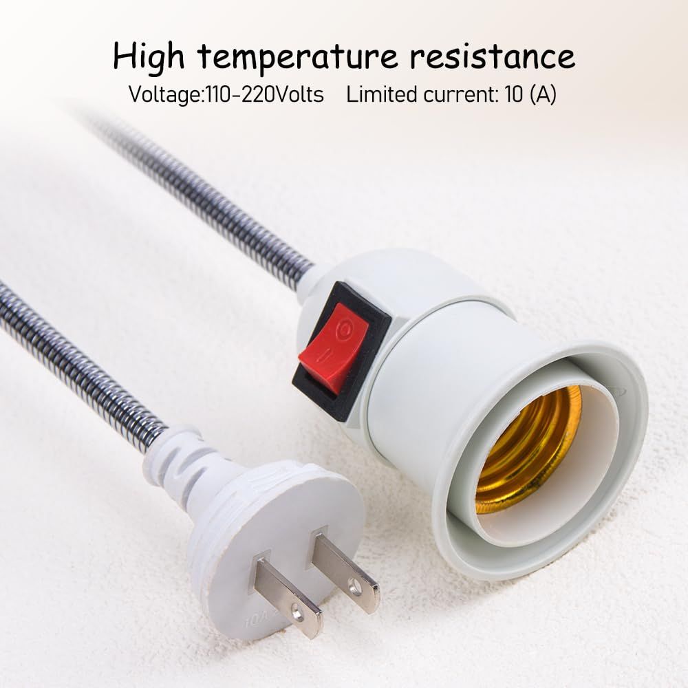 E27 Screw Hose Lamp Head Bendable Light Socket Extender Light Socket Plug Adapter with On/Off Switch Practical Wall — image 5
