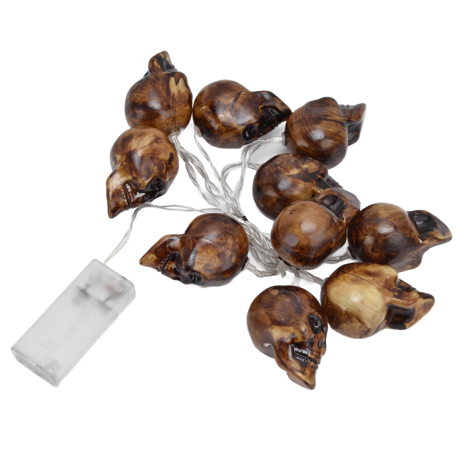 LED Skull String Light 10LEDs Horrible Lifelike Battery Powered Halloween Light for Outdoor Party Yard — image 6