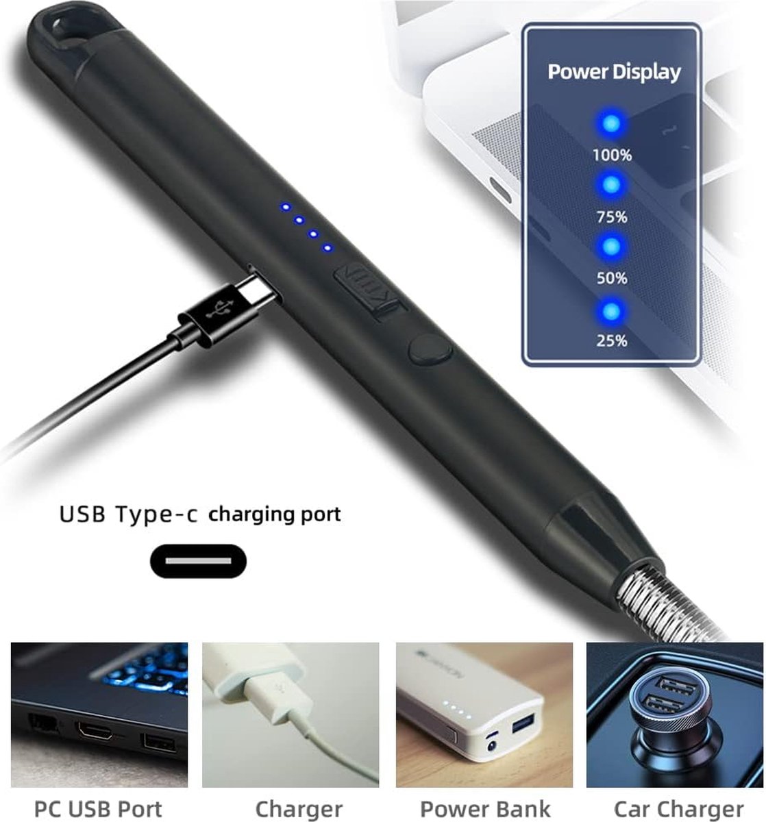 Long Electric Lighter - USB Rechargeable - Kitchen Helpers - USB Electric Stick Lighter - Kitchen BBQ Lighter - For Kitchen, Stove, Camping, Fireworks — image 3