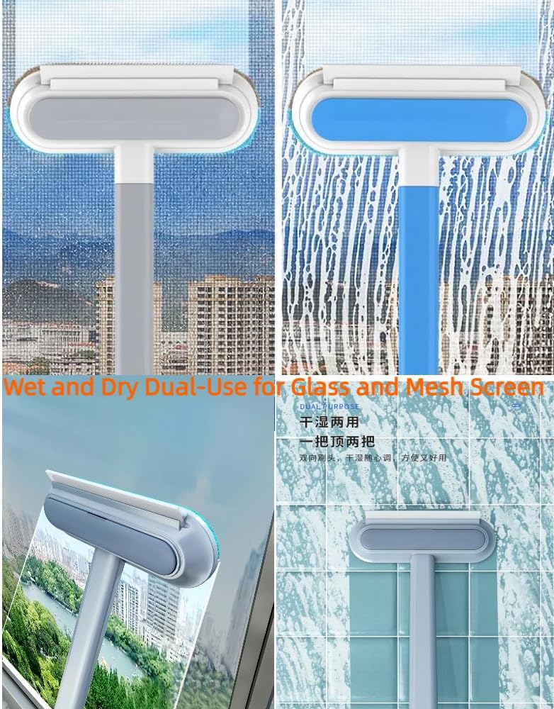 Mesh Screen Cleaner 4 in1, Wet and Dry Dual-Use Window Screen Cleaning Brush, Multi Window Cleaner Tools Window Glass Net Cleaner Squeegee, Groove Brush, Pet — image 4