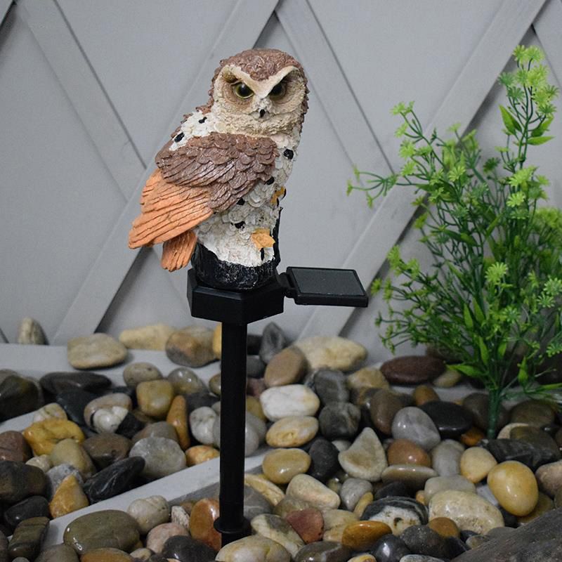 Outdoor Lamp LED Solar Waterproof Owl Figurine Garden Decoration for Backyard Patio Brown โ image 4