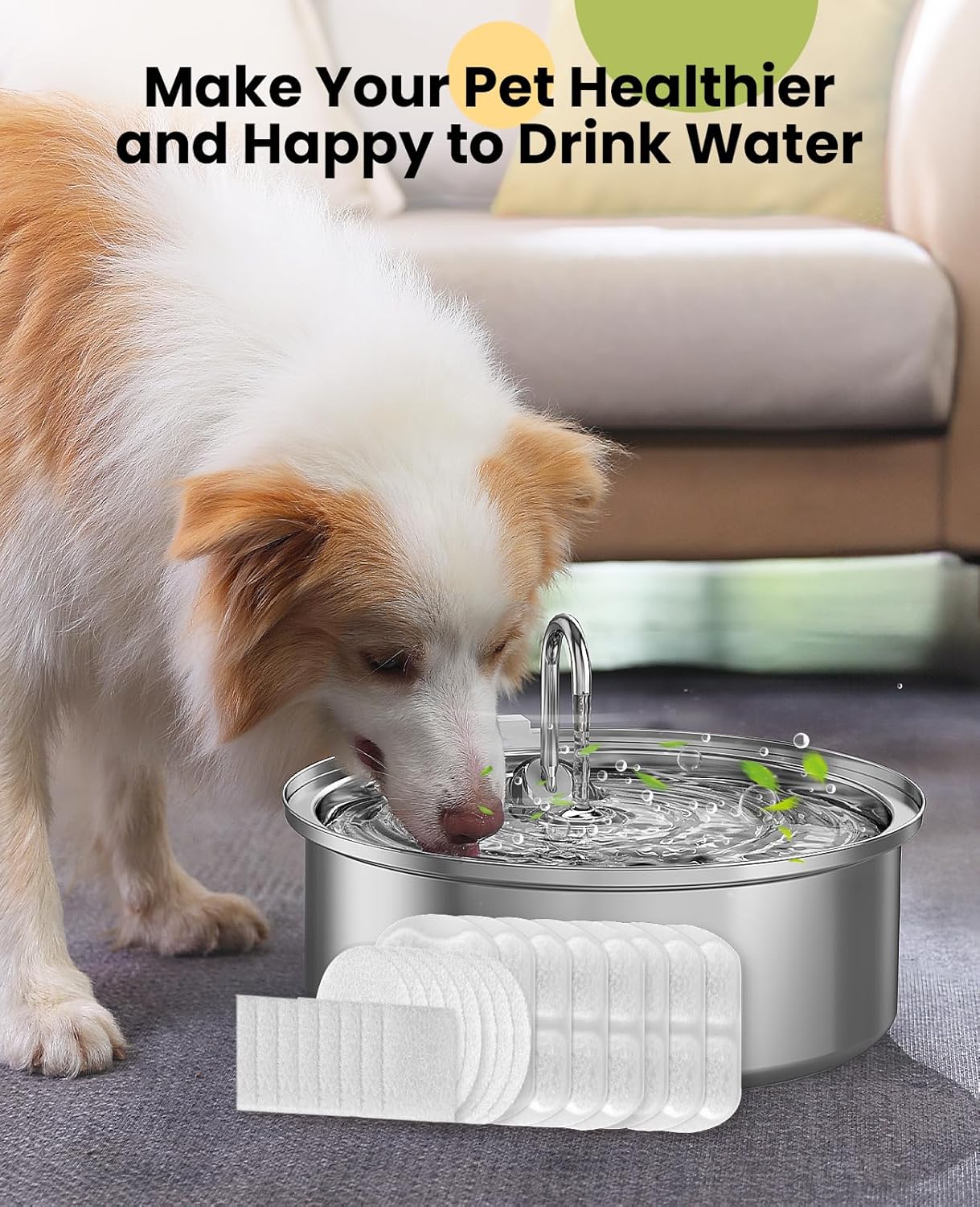 Cat Water Fountain Stainless Steel,Dog Water Fountain Super Quiet with Triple Filtration/Great for Cats Dogs and Multi-Pet Home (PWF001 Filters) โ image 6