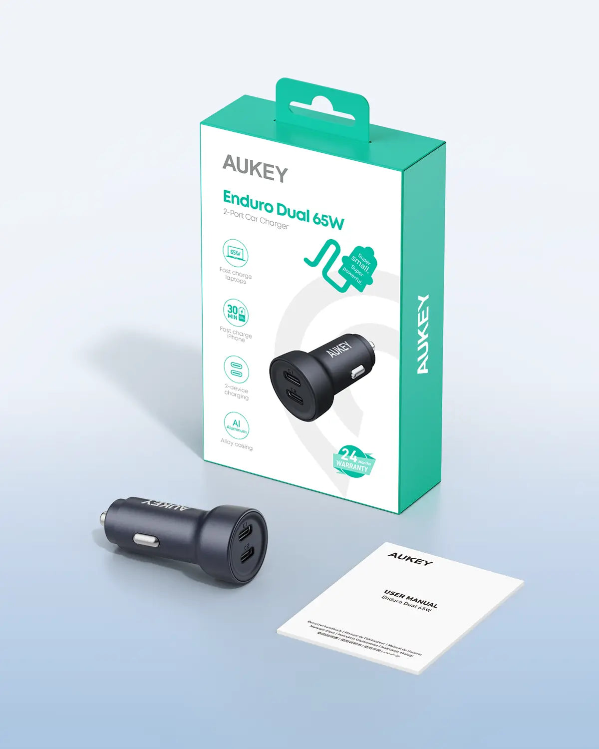 AUKEY 65W Dual-Port USB-C + USB-A Fast Car Charger – CC-Y23 — image 6