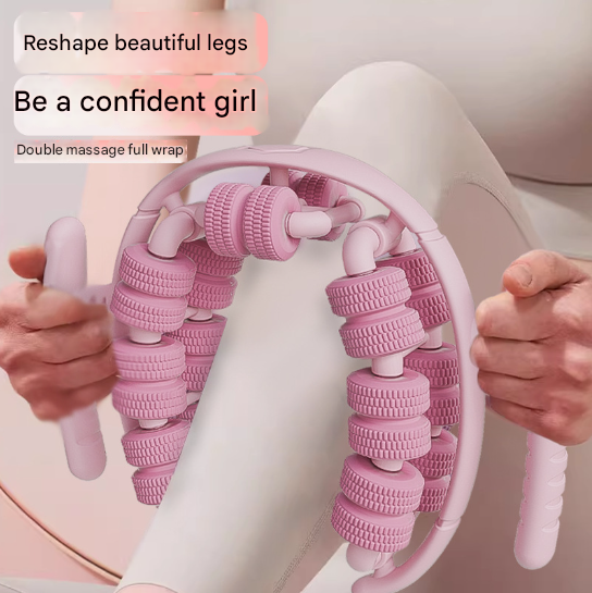 Pink 360°Wrap-Around Muscle Roller - 28-Wheel Massager for Legs, Arms & Calves — image 5