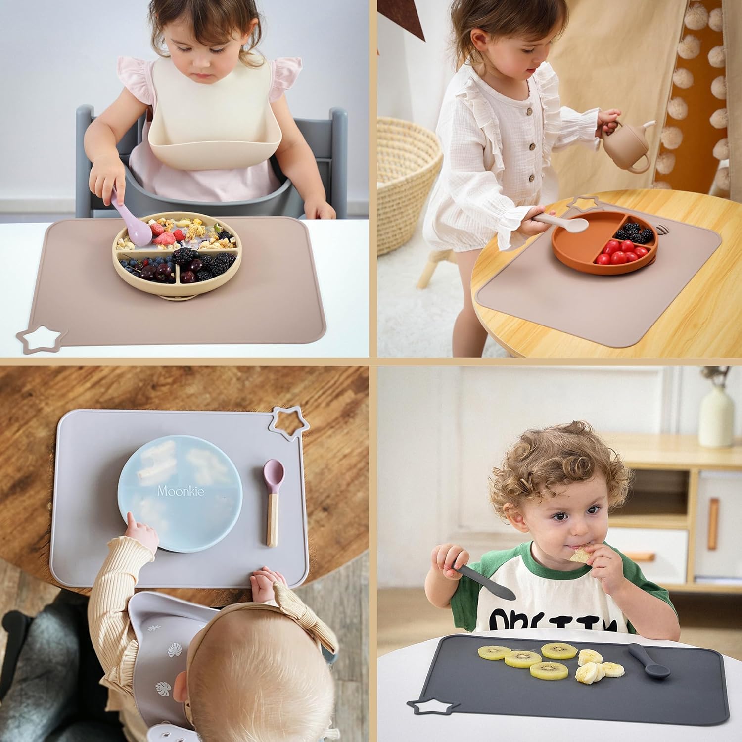 Silicone Baby Placemat 2-Pack Non-Slip Washable BPA-Free for Kids Light Mauve Skin Tones โ image 3