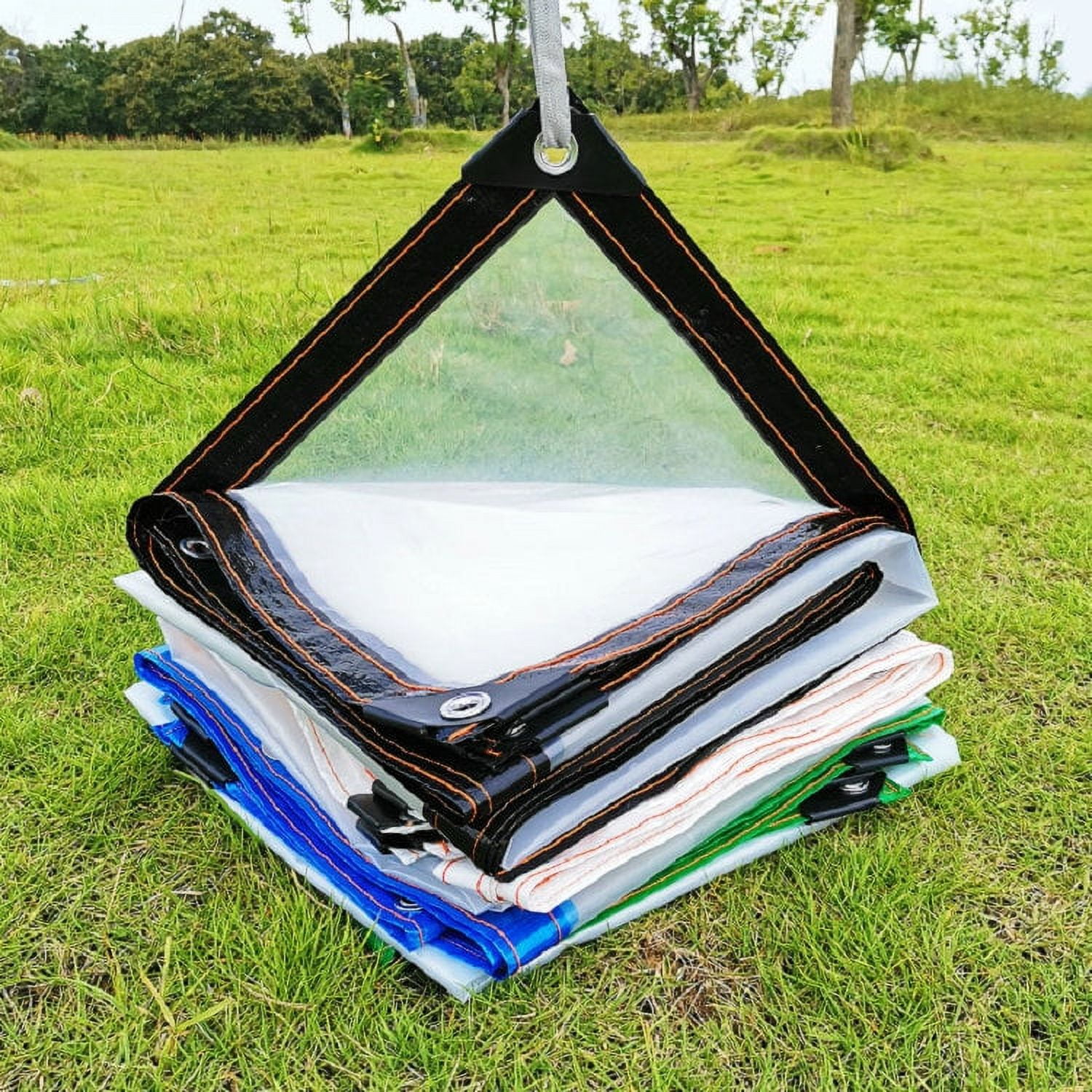 Clear Tarp Heavy Duty Tarp Cover Waterproof Tarpaulin with Grommets for Gardening Camping Traveling 39x39in, 2 Pcs โ image 2