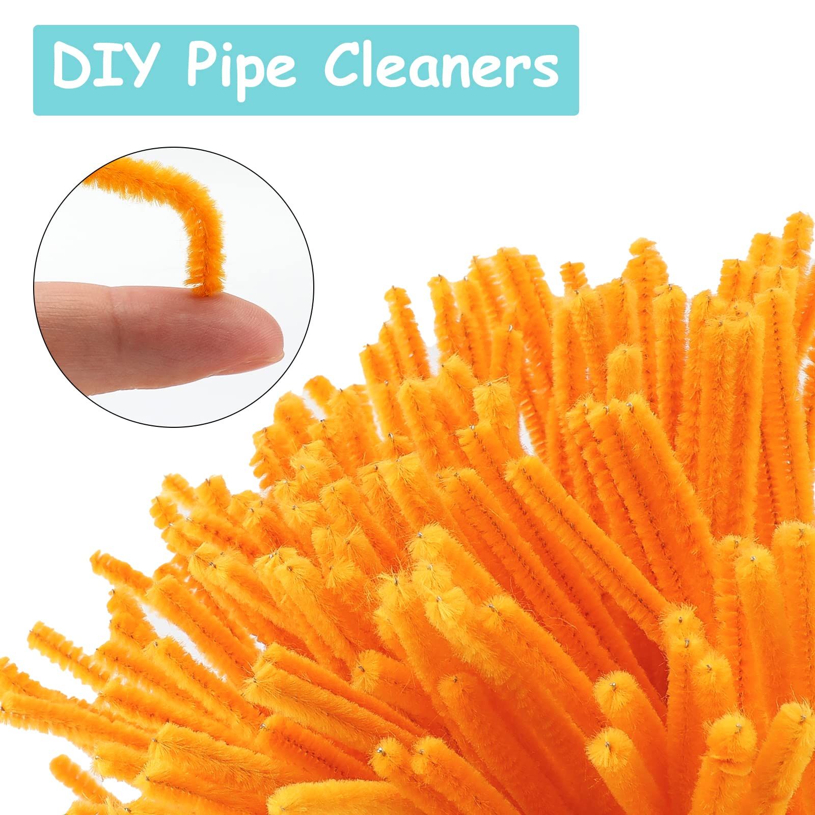Pipe Cleaners Craft, 100pcs Orange Pipe Cleaner for Making Carrot, 6mm X 12" Orange Stems Pipe Cleaner — image 3