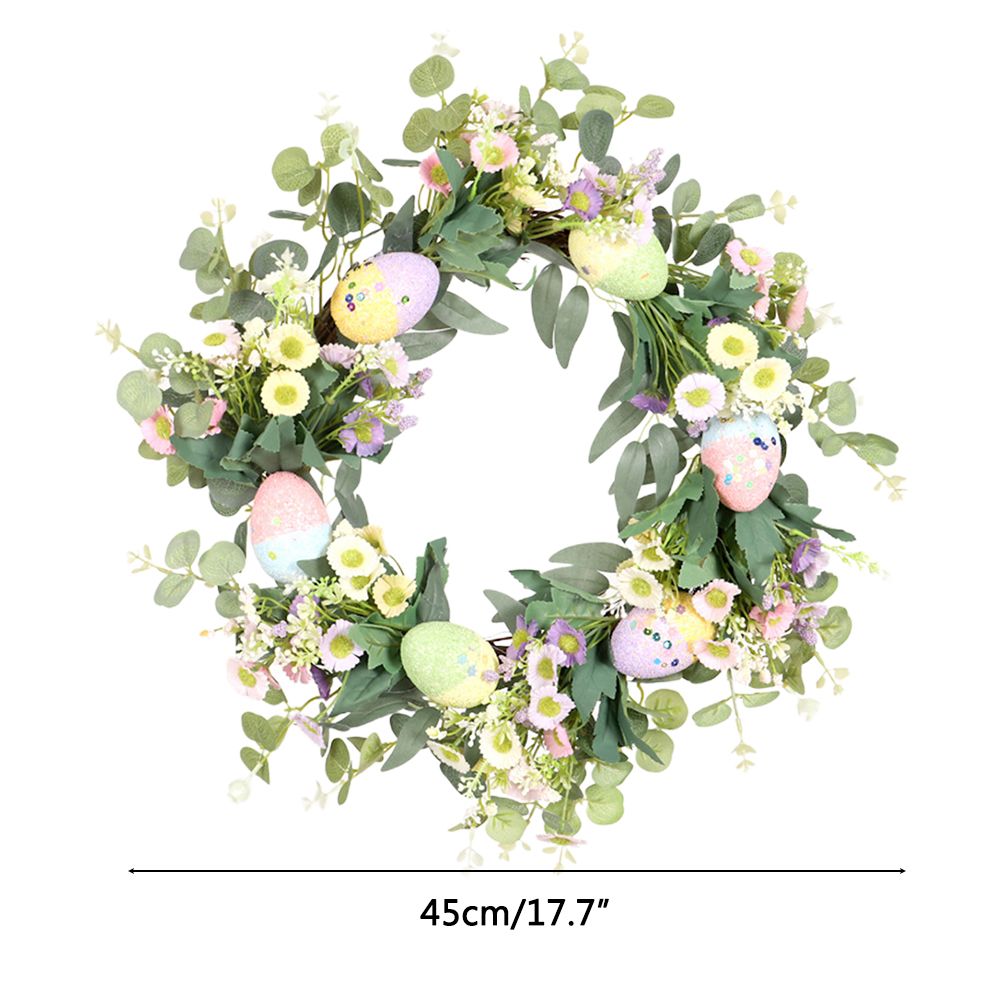 Easter Wreath Easter Eggs Daisy Garland Simulation Plants Door Hanger Easter Decoration — image 2