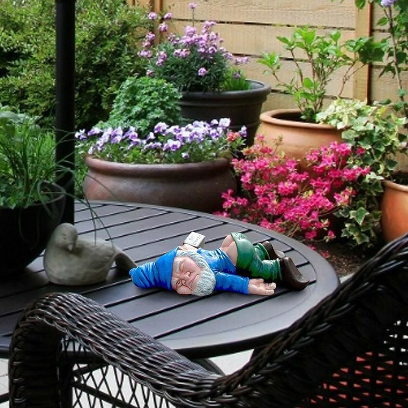 Funny Drunk Dwarf Garden Gnome Decor Yard Patio Ornament Rude Passed Out Statue โ image 6