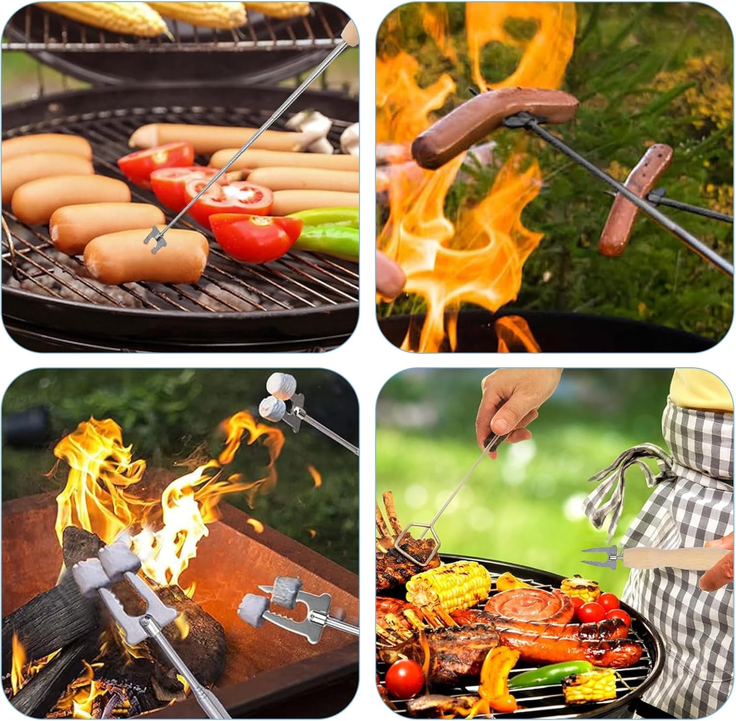6 Pcs Marshmallow Roasting Sticks, 32 Inch Long Stainless Steel SmoresSticks Extendable Marshmallow Sticks Barbecue Forks for Fire Pit Campfire BBQ — image 6
