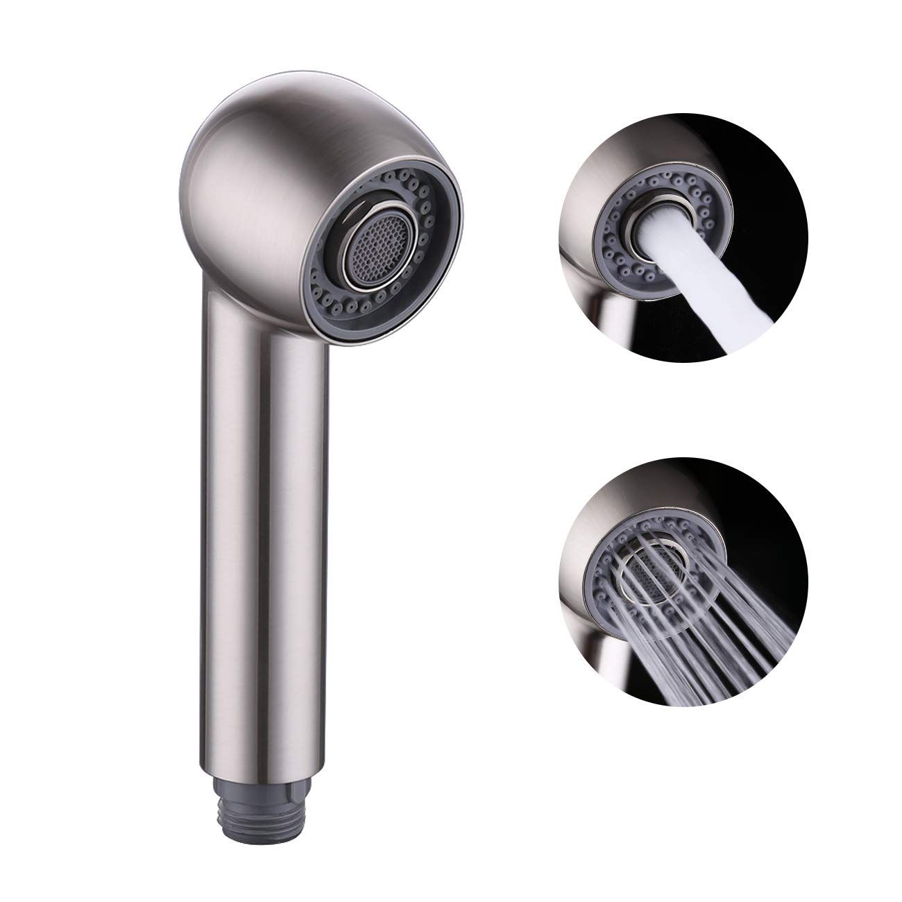 Kitchen Sink Pull Down Faucet Head Replacement 2-Functions Pull Out Sprayer Head Brushed Nickel Two stage water outlet