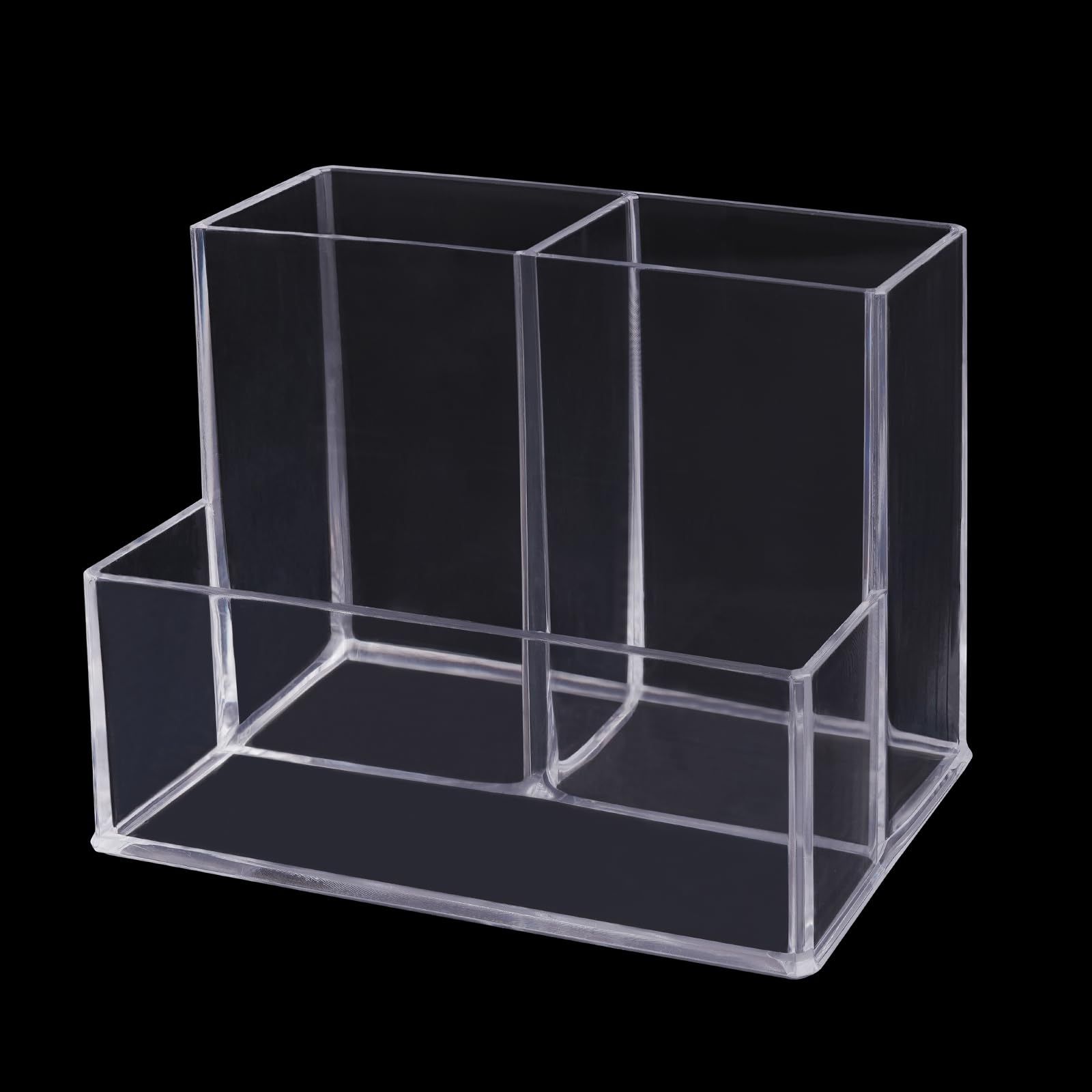 Desktop Clear Pen Holder with 3 Compartments, Acrylic Pencil Holders, Desk Organizers and Accessories