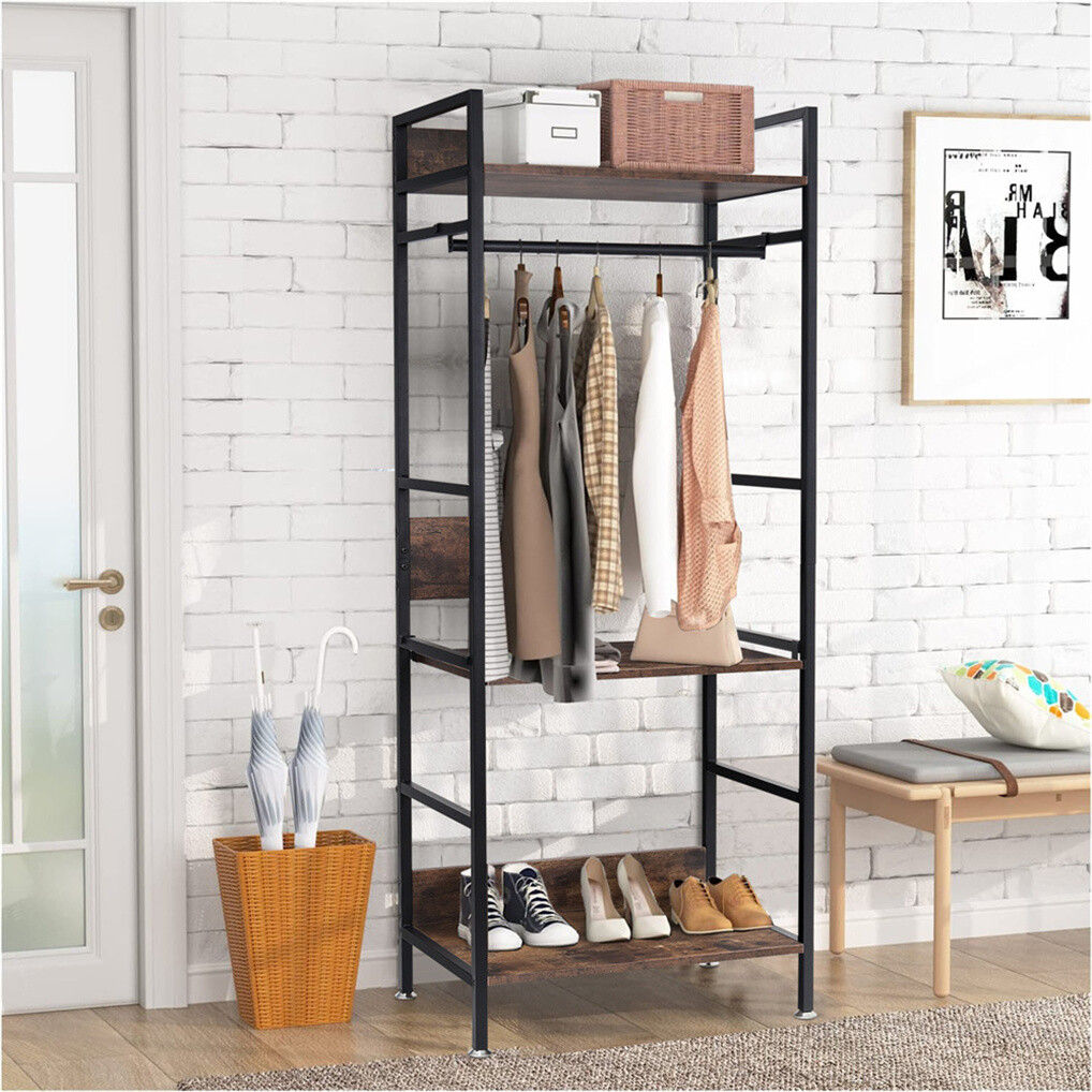 Heavy Duty Clothes Rack 3 Tiers MDF & Metal Iron Rail — image 2