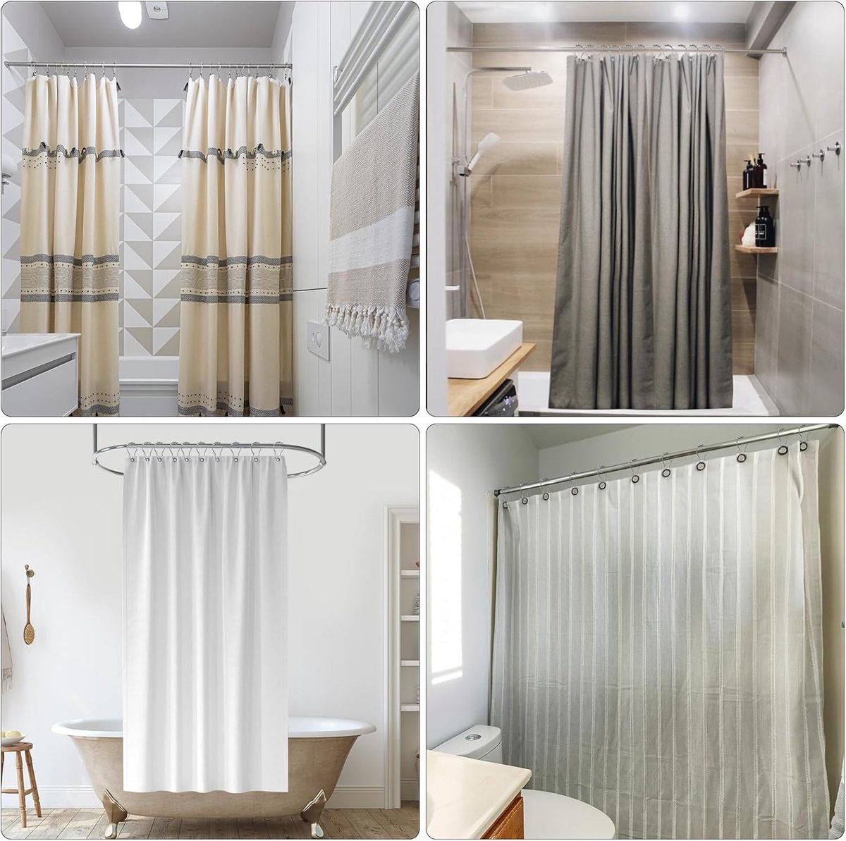 Shower curtain rings - 12 shower curtain rings - Stainless steel sliding hooks - 12 individual hooks - 69 × 39 mm — image 4