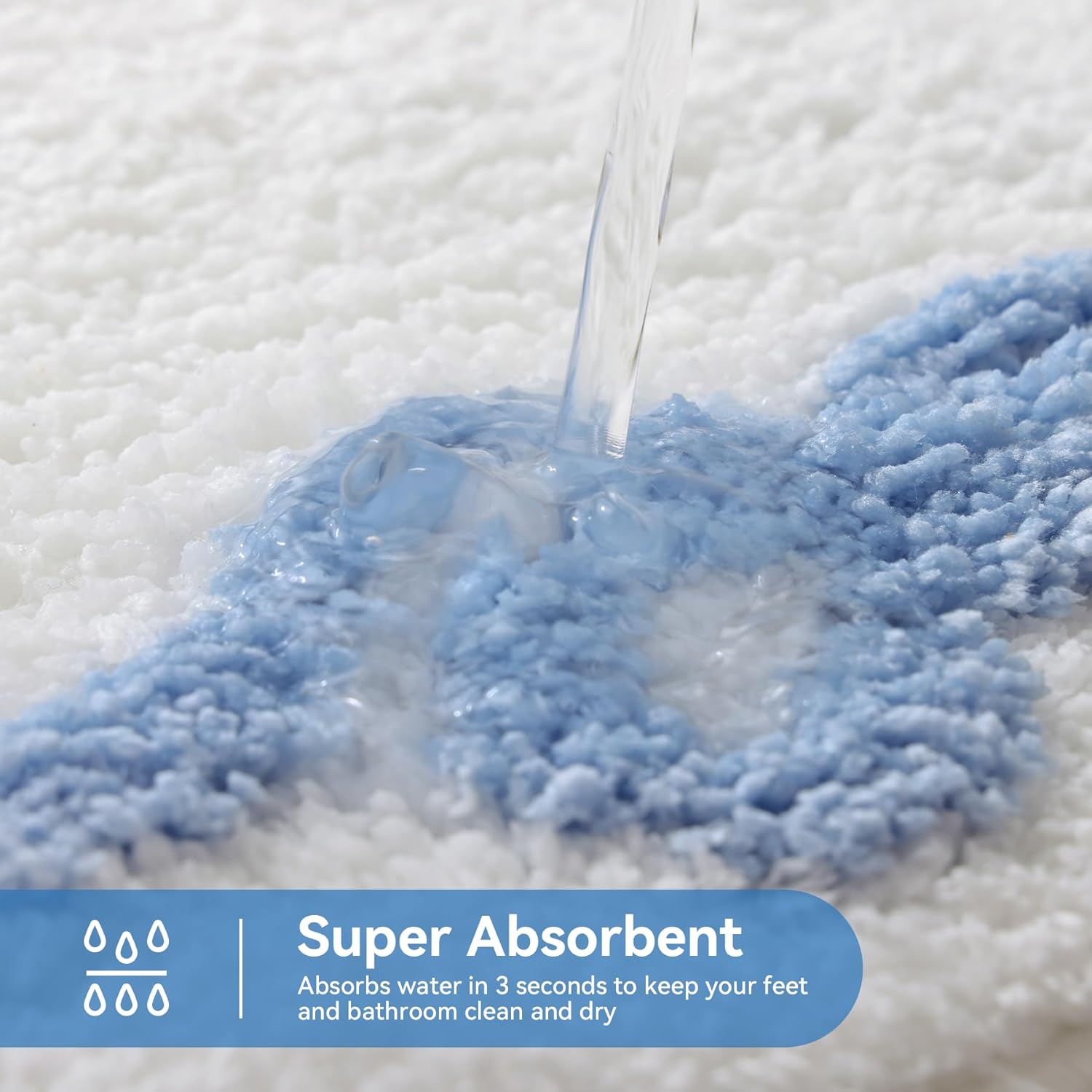 Blue Scalloped Bath Mat - Cute Bow Bathroom Rugs Small Non Slip Bath Mat, Soft & Absorbent Bath Rugs for Bathroom Decor, Tub, Vanity Floor — image 5