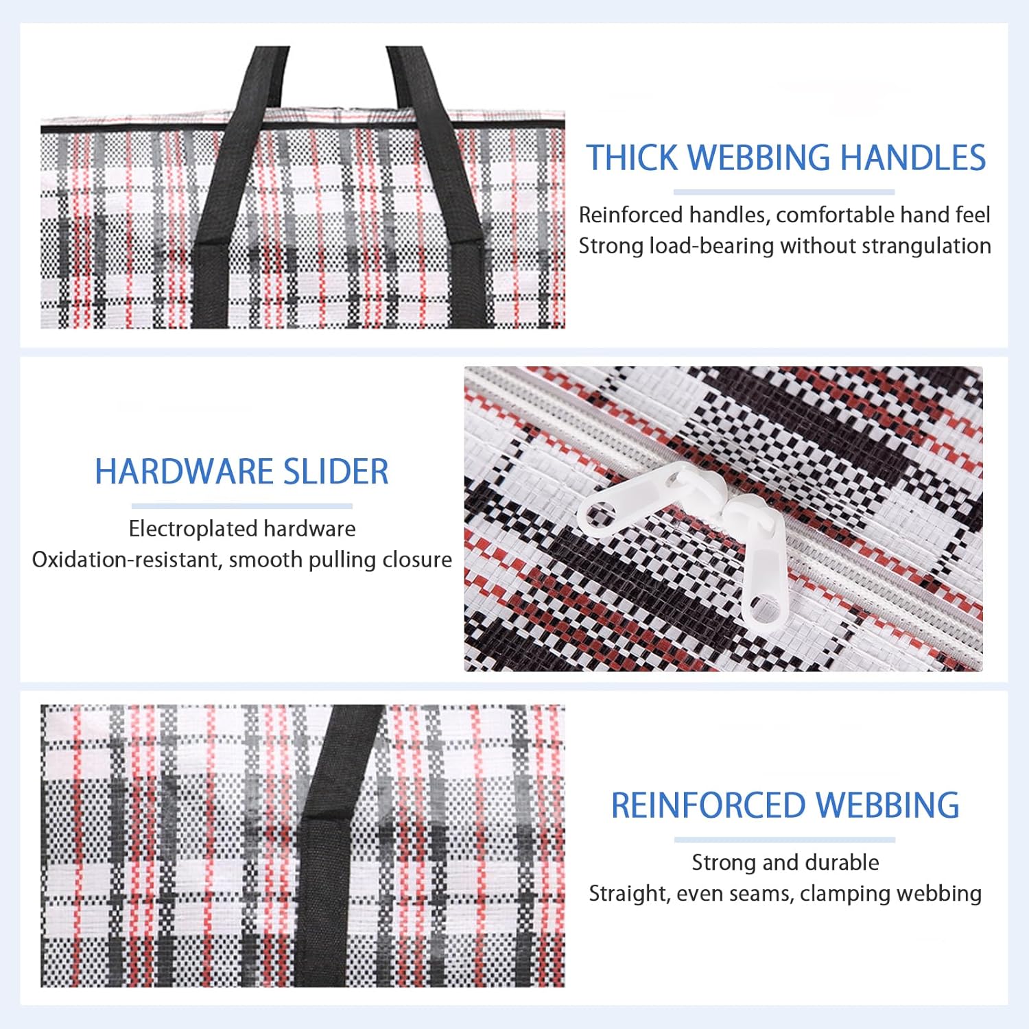 CARLA HOME 6 Pack Large Moving Storage Bags with Zipper & Handles for Clothes, Bedding, Blankets, Dorm & Travel (80 × 55 × 25cm) — image 5