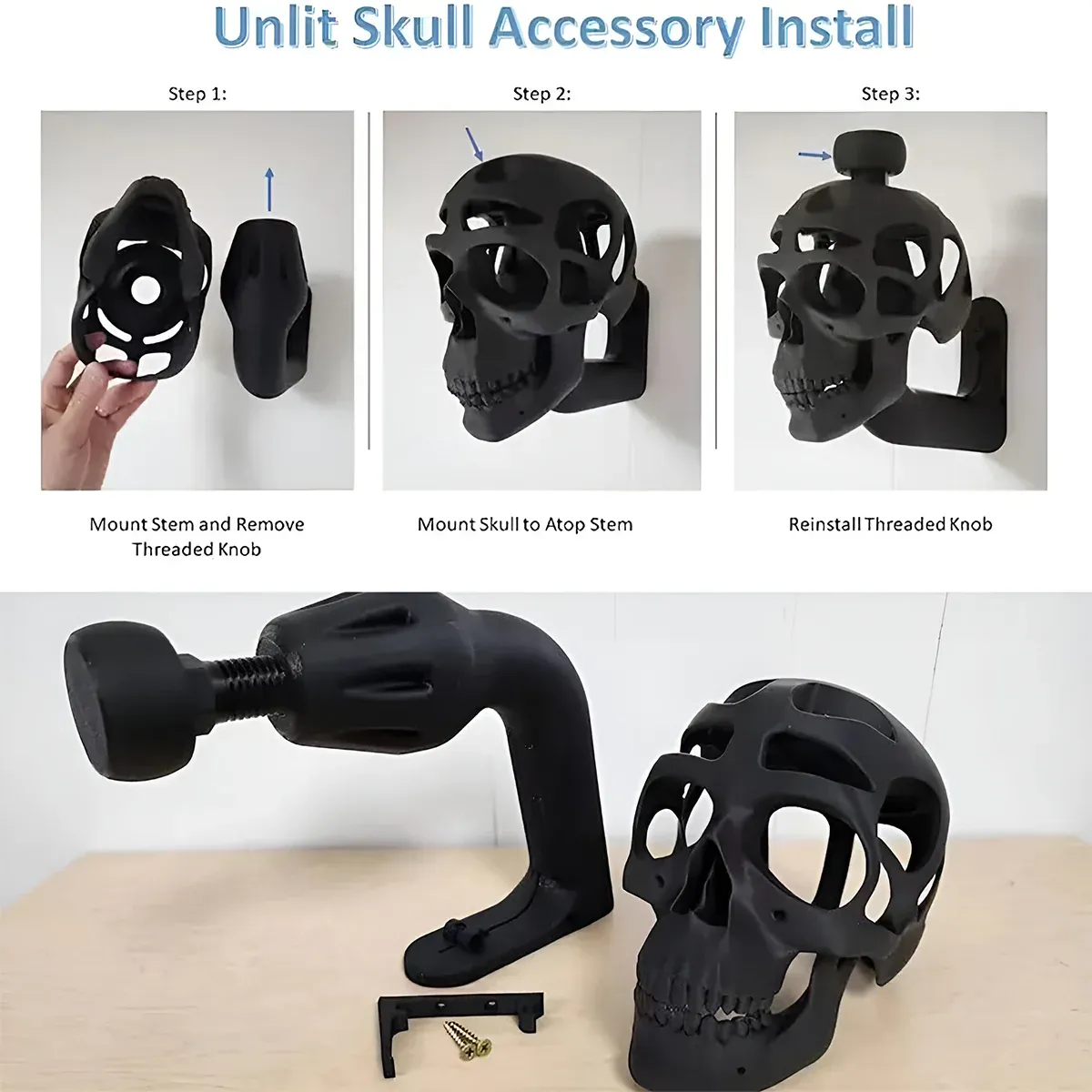 3D Skull Helmet Display Stand Wall Mounted Motorcycle Helmet Rack Holder Display — image 4