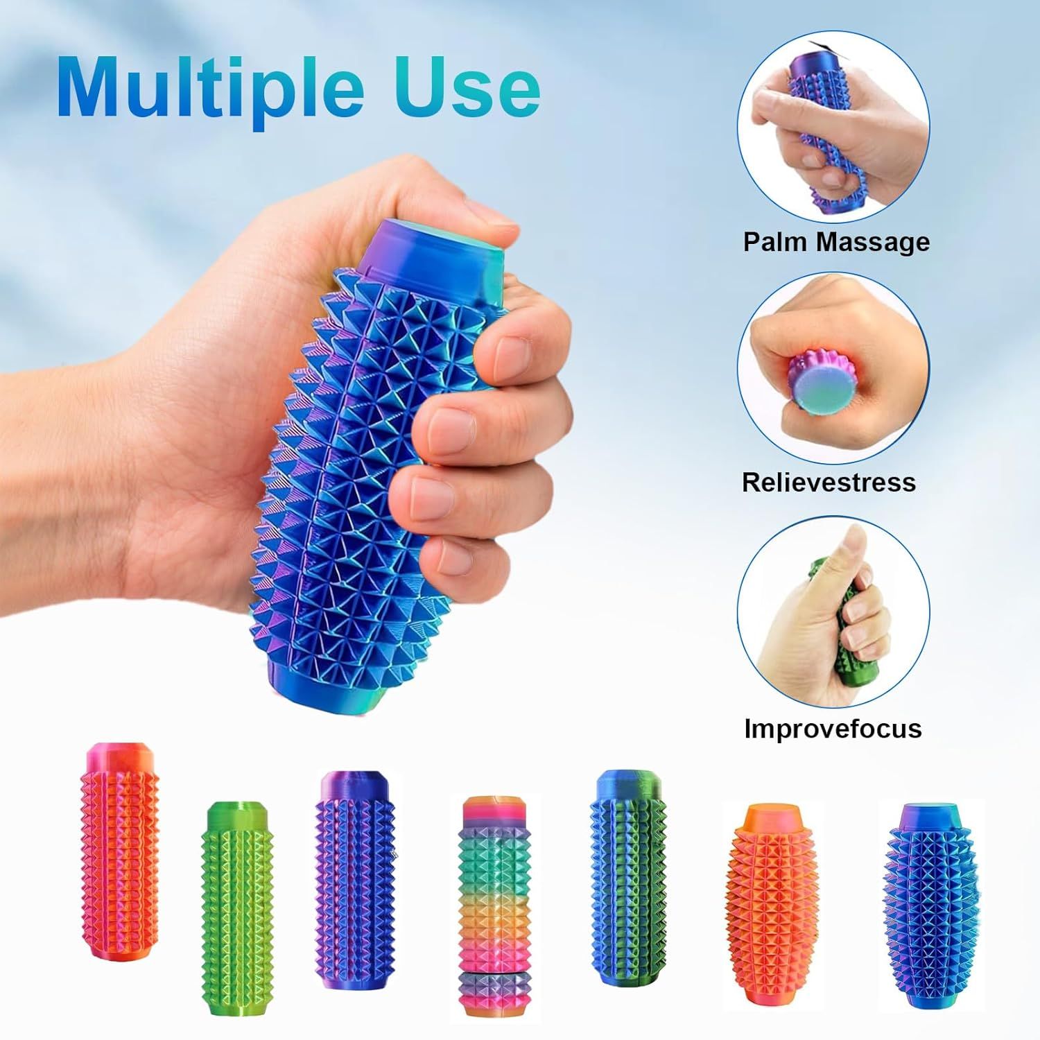 3PC Little Ouchies Fidget Toys Adults, Pain Stim Fidget Anxiety Relief for Anxiety and Stress Reduction,Portable Travel Stress Relief Spiky Fidget Keychain โ image 4
