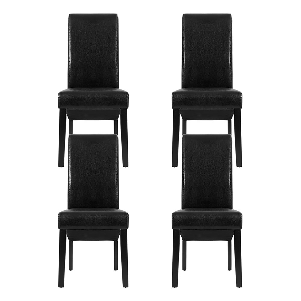 Artiss Dining Chairs Set of 2 Leather Parsons Chair Black — image 3